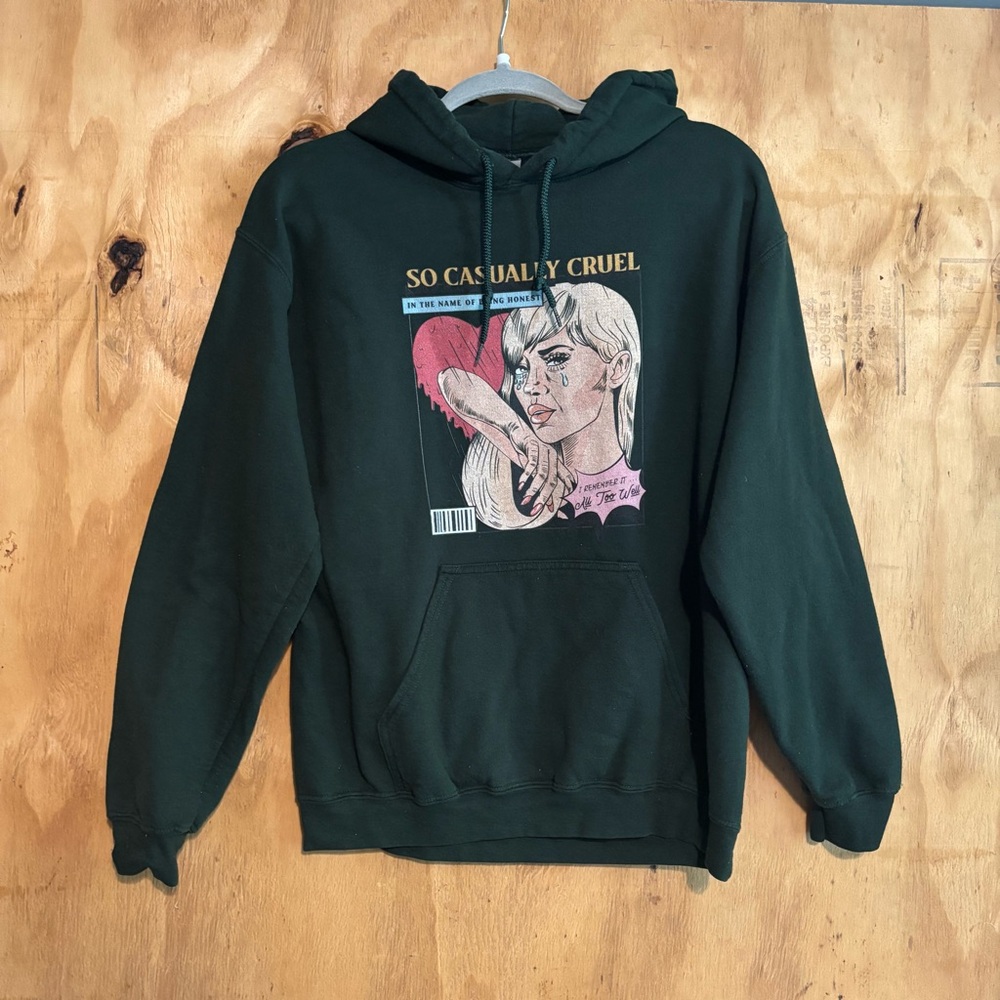 Casually Cruel Taylor Swift All Too Well Green Hoodie Sz M Cotton Blend